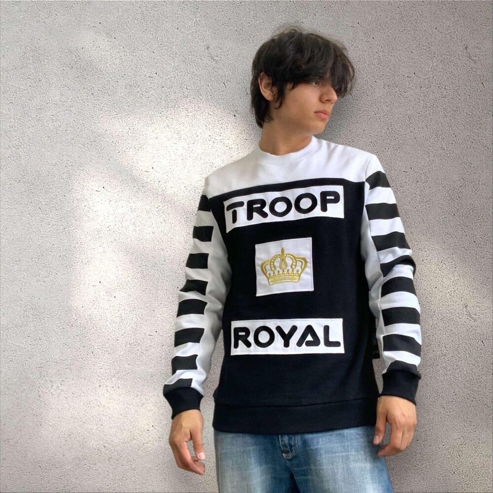 Men's Troop Black | White Crewneck Sweatshirt NWT